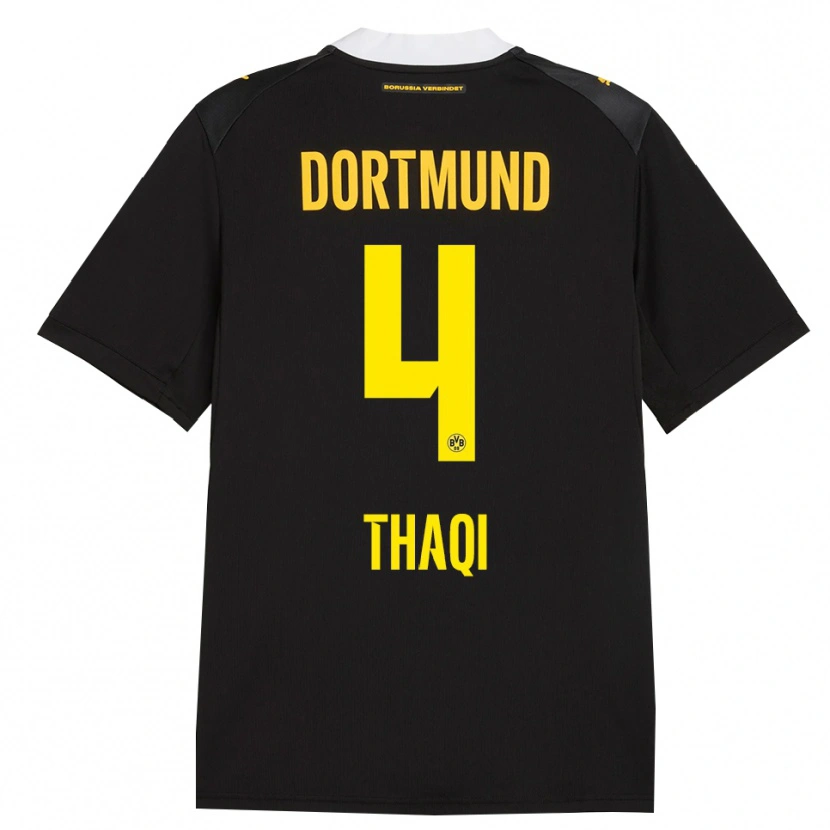 Danxen Kinder Albin Thaqi #4 Schwarz Rot Gelb Auswärtstrikot Trikot 2026/27 T-Shirt Schweiz