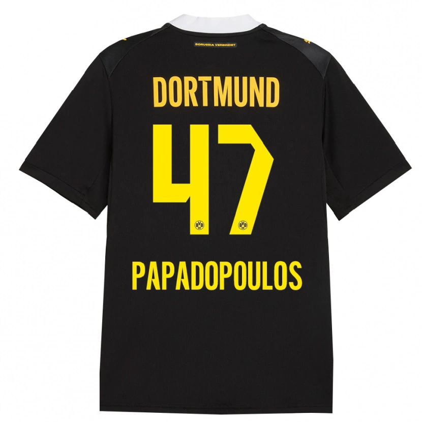 Danxen Kinder Antonios Papadopoulos #47 Schwarz Rot Gelb Auswärtstrikot Trikot 2026/27 T-Shirt Schweiz