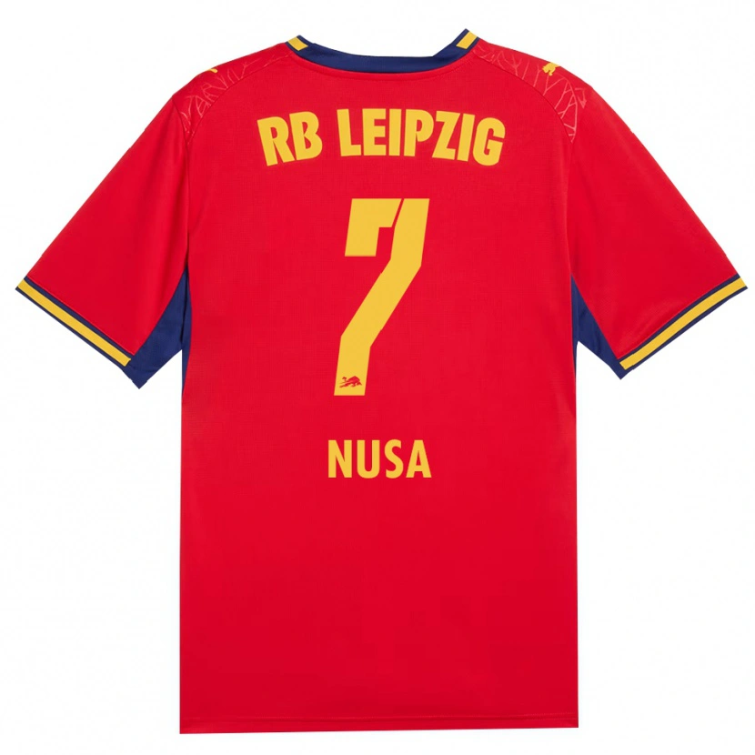 Danxen Kinder Antonio Nusa #7 Rot Gelb Königsblau Auswärtstrikot Trikot 2026/27 T-Shirt Schweiz