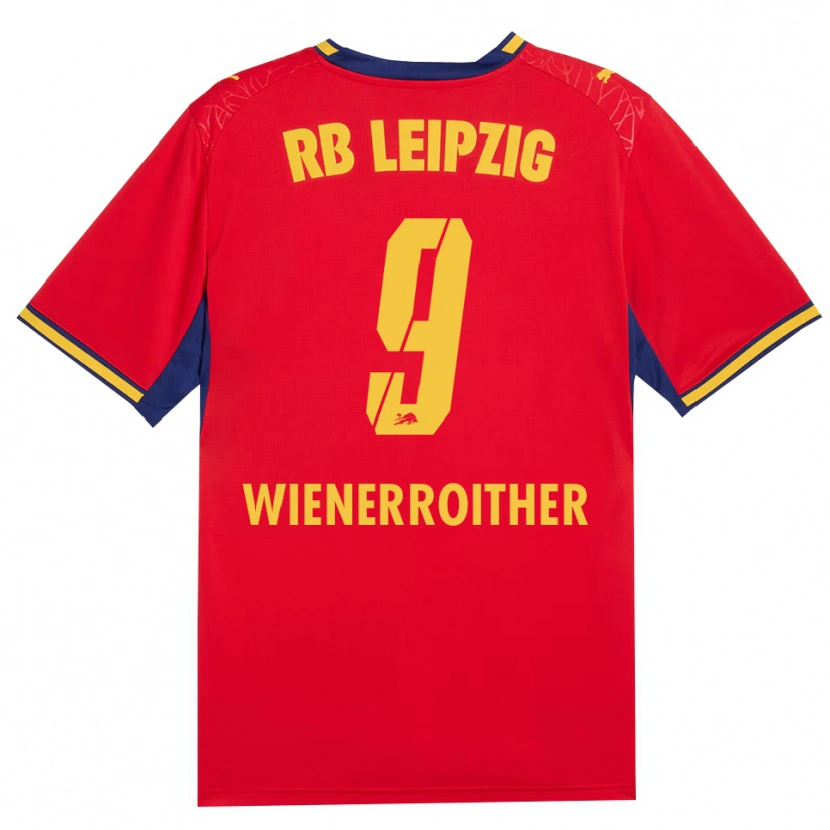 Danxen Kinder Katja Wienerroither #9 Rot Gelb Königsblau Auswärtstrikot Trikot 2026/27 T-Shirt Schweiz
