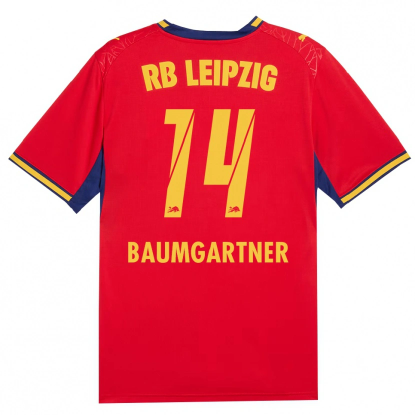 Danxen Kinder Christoph Baumgartner #14 Rot Gelb Königsblau Auswärtstrikot Trikot 2026/27 T-Shirt Schweiz