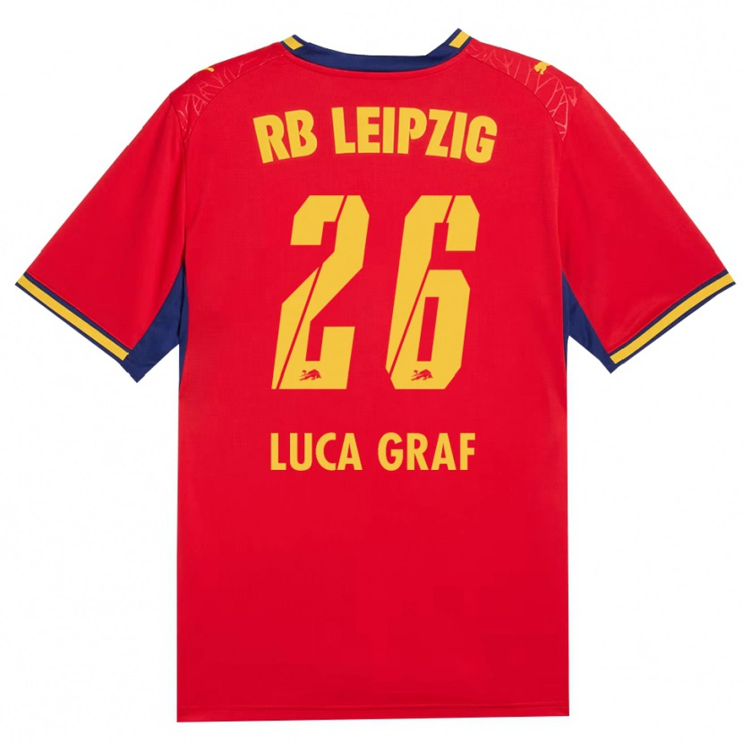 Danxen Kinder Luca Marie Graf #26 Rot Gelb Königsblau Auswärtstrikot Trikot 2026/27 T-Shirt Schweiz