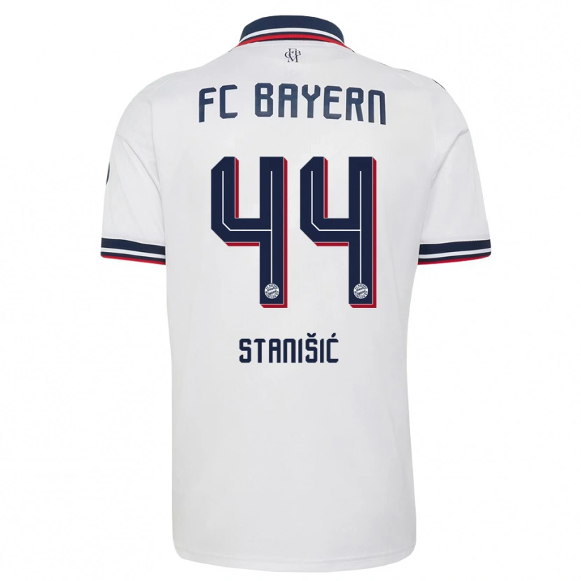Danxen Kinder Josip Stanisic #44 Weiß Grau Rot Auswärtstrikot Trikot 2026/27 T-Shirt Schweiz