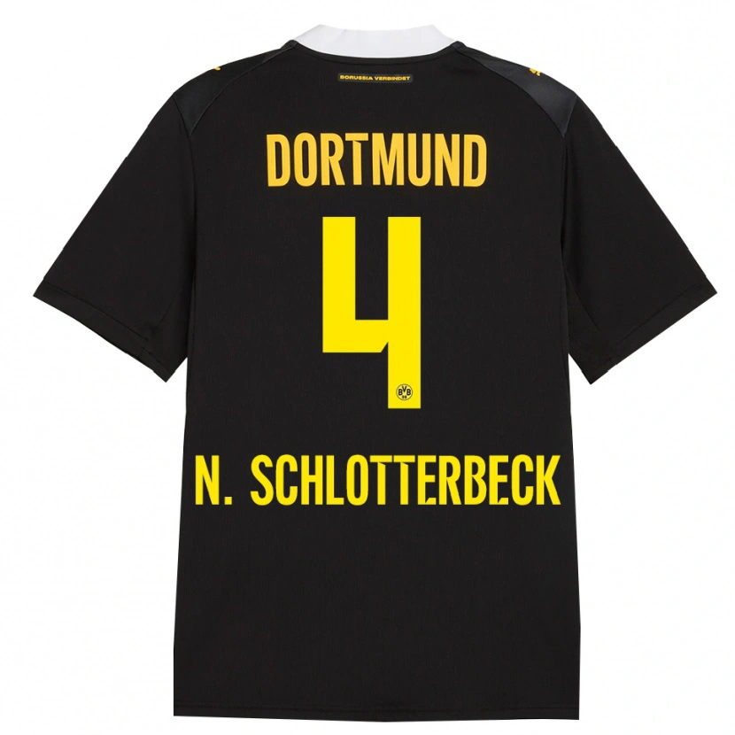 Danxen Damen Nico Schlotterbeck #4 Schwarz Rot Gelb Auswärtstrikot Trikot 2026/27 T-Shirt Schweiz