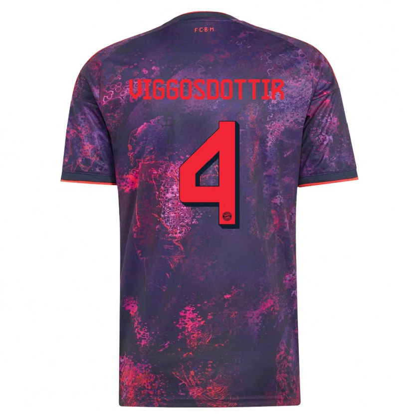 Danxen Damen Glódís Perla Viggósdóttir #4 Lila Rot Ausweichtrikot Trikot 2026/27 T-Shirt Schweiz