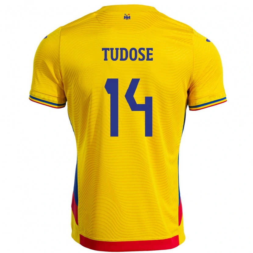 Danxen Kinder Rumänische Mario Tudose #14 Gelb Heimtrikot Trikot 24-26 T-Shirt Schweiz