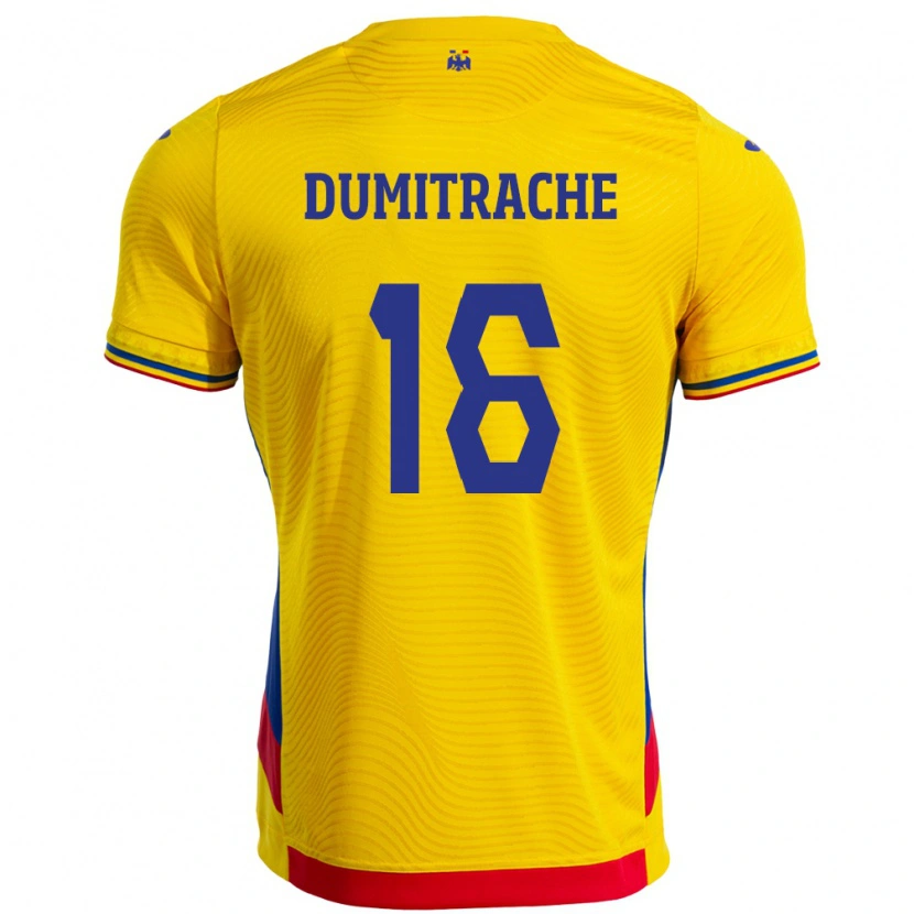 Danxen Kinder Rumänische Valentin Dumitrache #16 Gelb Heimtrikot Trikot 24-26 T-Shirt Schweiz