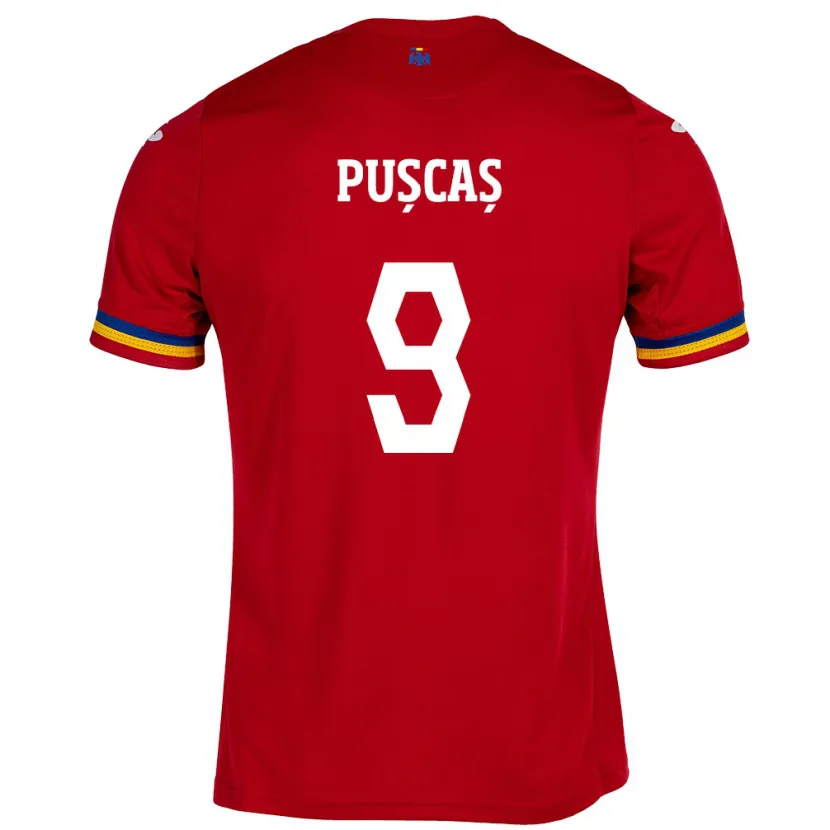 Danxen Kinder Rumänische George Pușcaș #9 Rot Auswärtstrikot Trikot 24-26 T-Shirt Schweiz