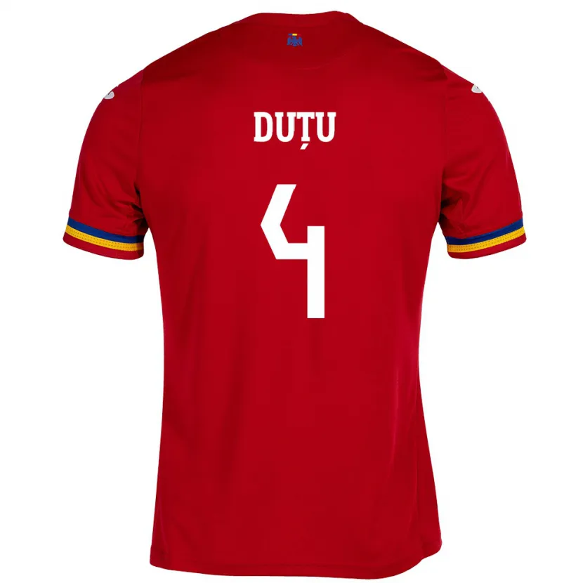 Danxen Kinder Rumänische Ștefan Duțu #4 Rot Auswärtstrikot Trikot 24-26 T-Shirt Schweiz