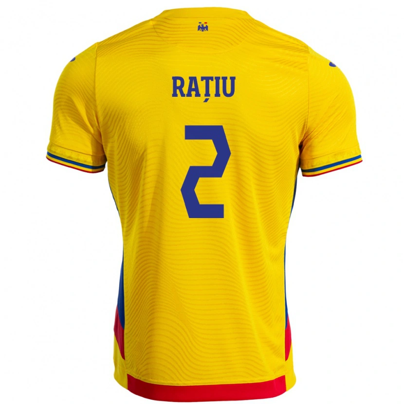 Danxen Herren Rumänische Andrei Rațiu #2 Gelb Heimtrikot Trikot 24-26 T-Shirt Schweiz