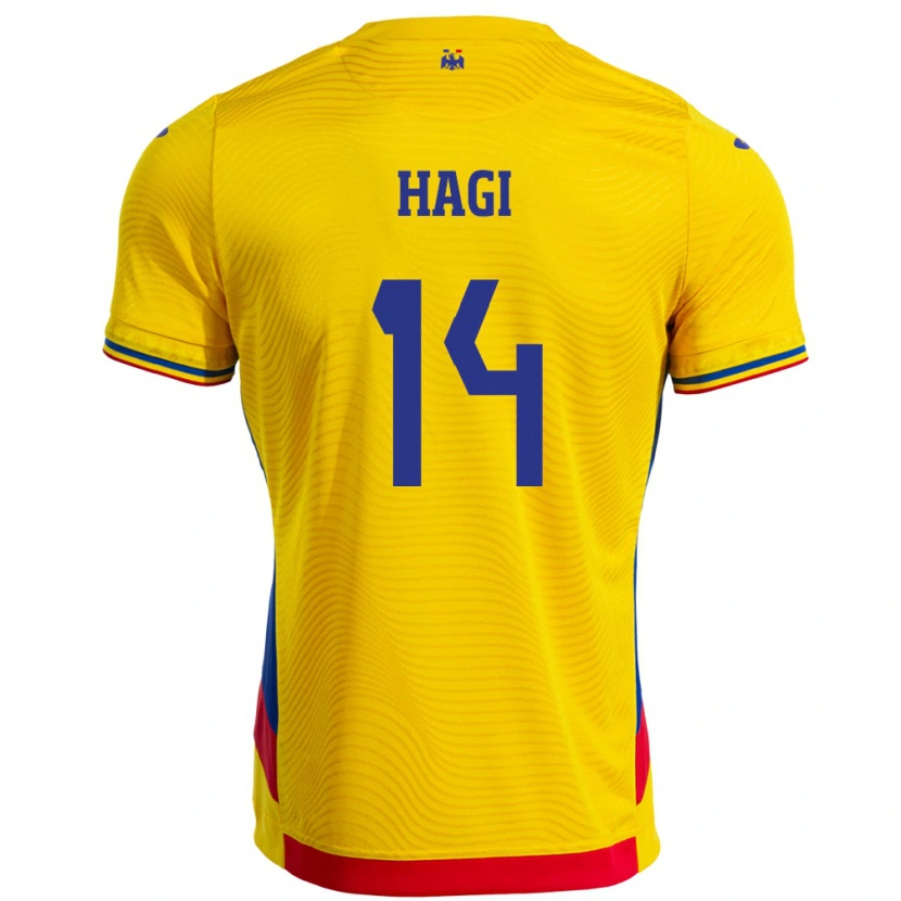 Danxen Herren Rumänische Ianis Hagi #14 Gelb Heimtrikot Trikot 24-26 T-Shirt Schweiz