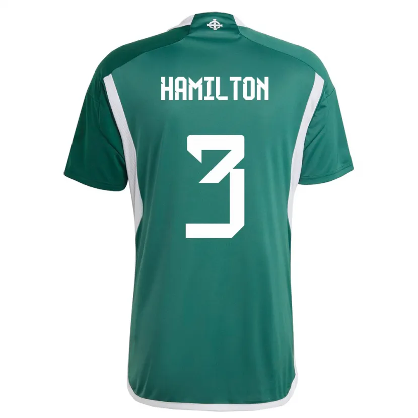 Danxen Herren Nordirland Brendan Hamilton #3 Grün Heimtrikot Trikot 24-26 T-Shirt Schweiz