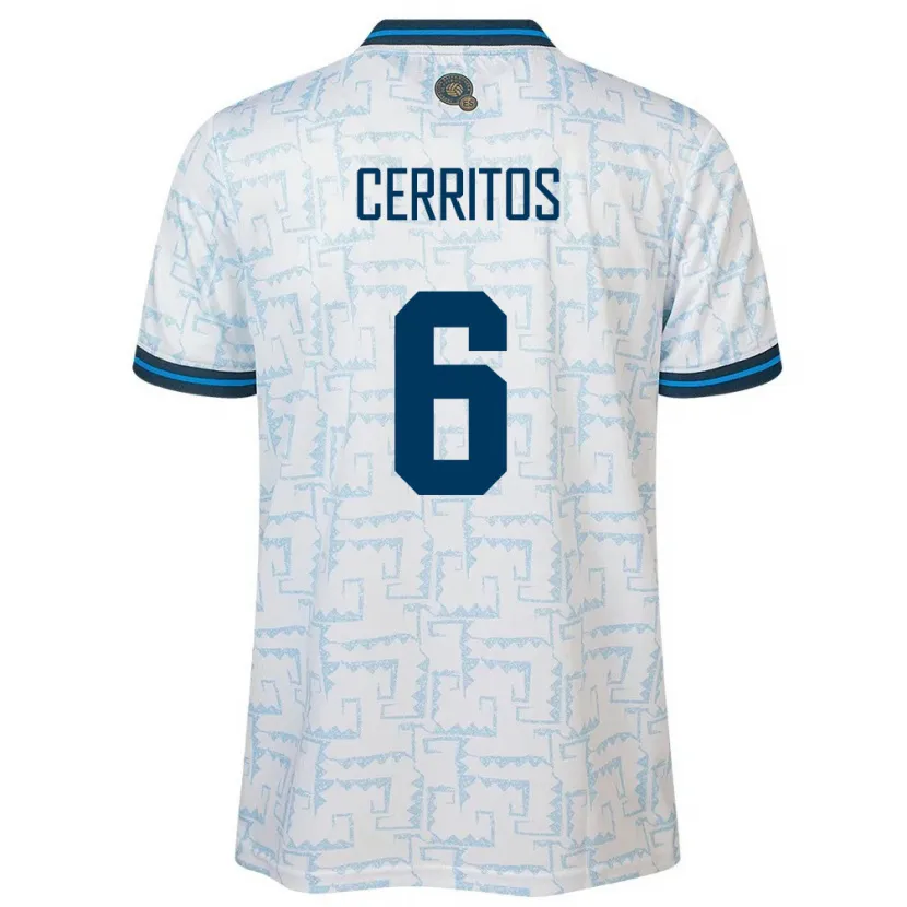 Danxen Herren El Salvador Mauricio Cerritos #6 Weiß Auswärtstrikot Trikot 24-26 T-Shirt Schweiz