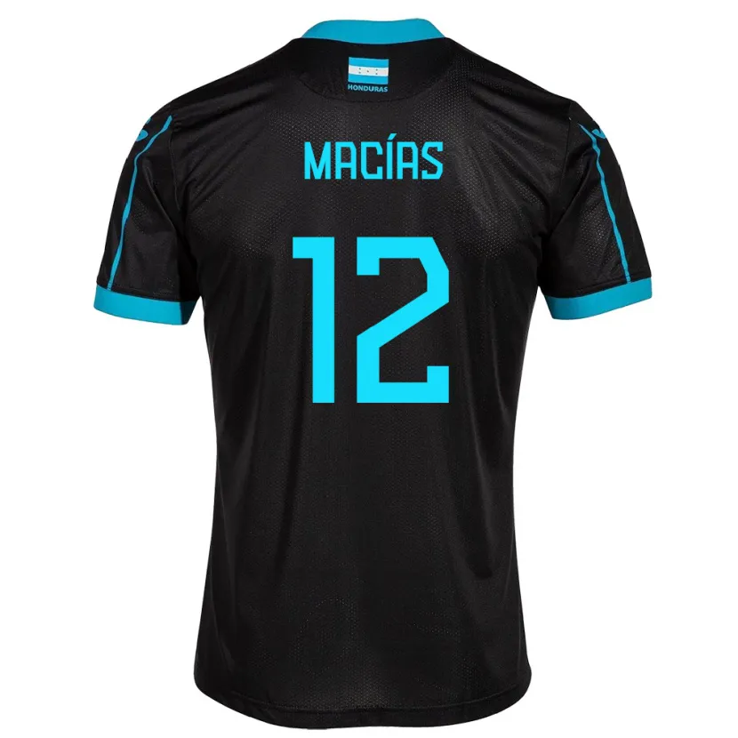 Danxen Herren Honduras Owen Macías #12 Schwarz Auswärtstrikot Trikot 24-26 T-Shirt Schweiz