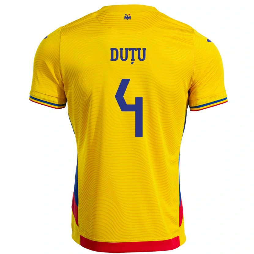 Danxen Damen Rumänische Ștefan Duțu #4 Gelb Heimtrikot Trikot 24-26 T-Shirt Schweiz