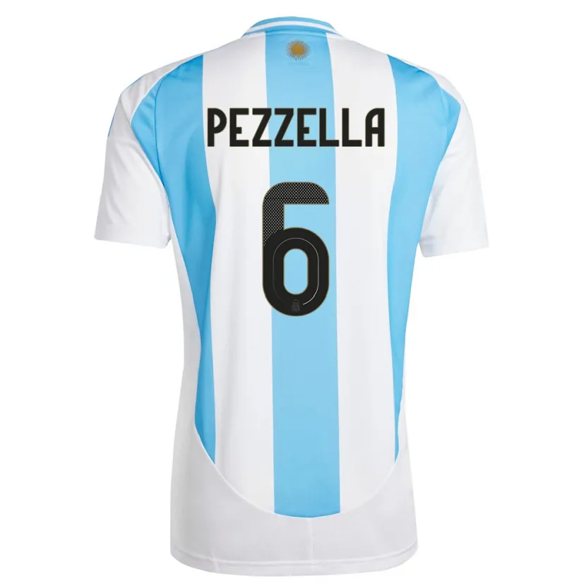 Danxen Kinder Argentinien German Pezzella #6 Weiß Blau Heimtrikot Trikot 24-26 T-Shirt Schweiz