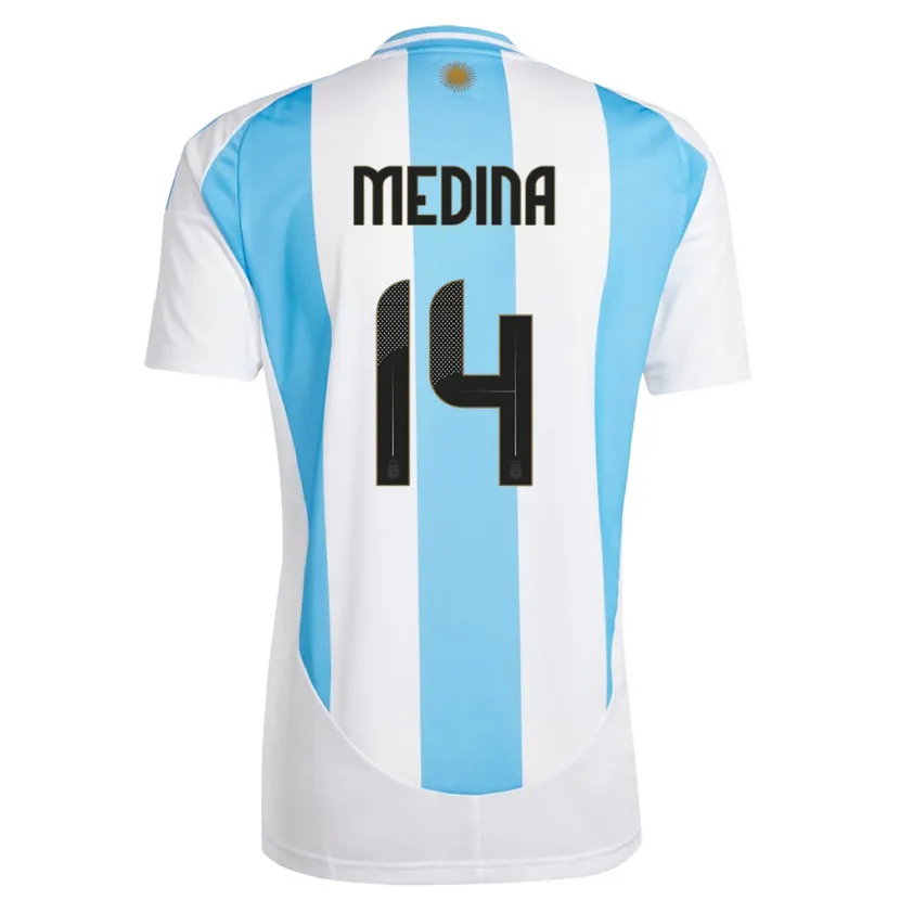 Danxen Kinder Argentinien Facundo Medina #14 Weiß Blau Heimtrikot Trikot 24-26 T-Shirt Schweiz
