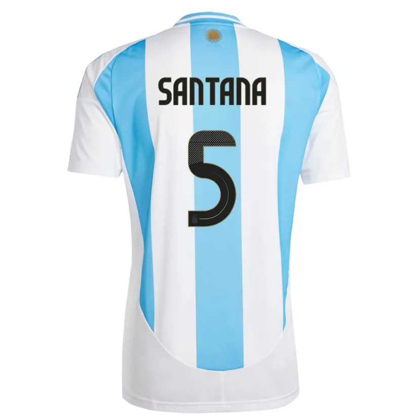 Danxen Kinder Argentinien Vanesa Santana #5 Weiß Blau Heimtrikot Trikot 24-26 T-Shirt Schweiz