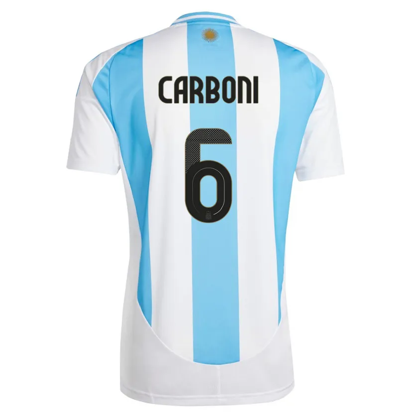 Danxen Kinder Argentinien Franco Carboni #6 Weiß Blau Heimtrikot Trikot 24-26 T-Shirt Schweiz