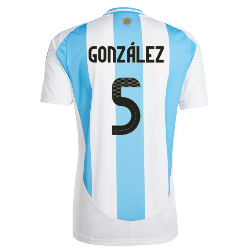 Danxen Kinder Argentinien Maximiliano Gonzalez #5 Weiß Blau Heimtrikot Trikot 24-26 T-Shirt Schweiz