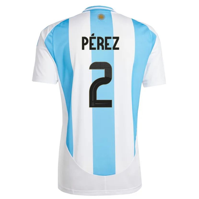 Danxen Kinder Argentinien Nehuen Perez #2 Weiß Blau Heimtrikot Trikot 24-26 T-Shirt Schweiz