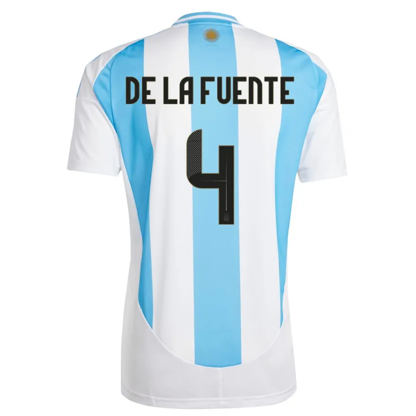 Danxen Kinder Argentinien Hernan De La Fuente #4 Weiß Blau Heimtrikot Trikot 24-26 T-Shirt Schweiz