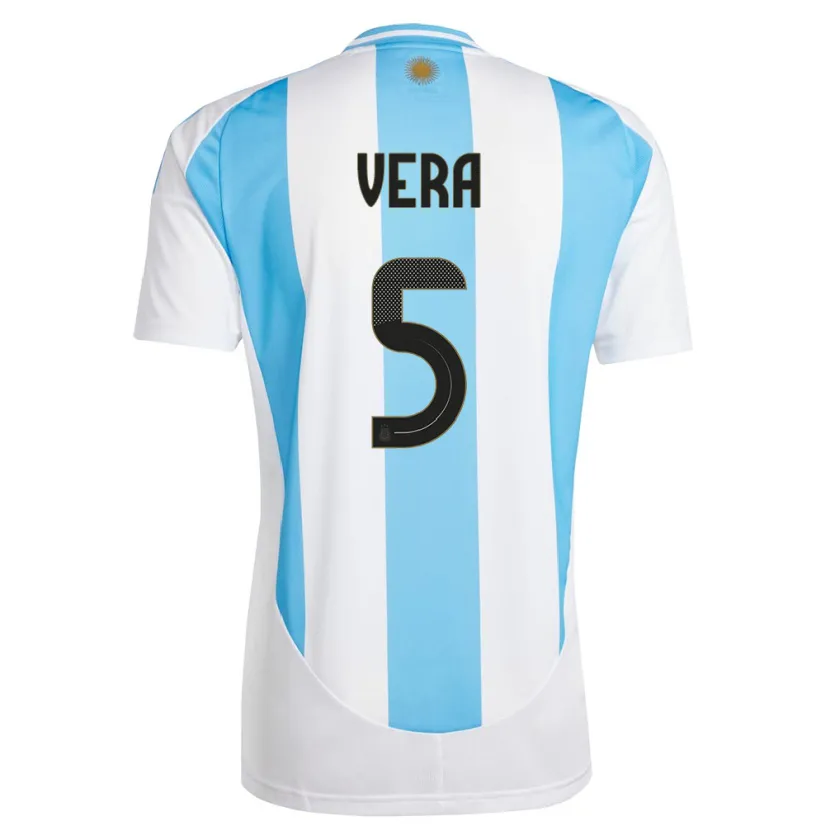 Danxen Kinder Argentinien Fausto Vera #5 Weiß Blau Heimtrikot Trikot 24-26 T-Shirt Schweiz