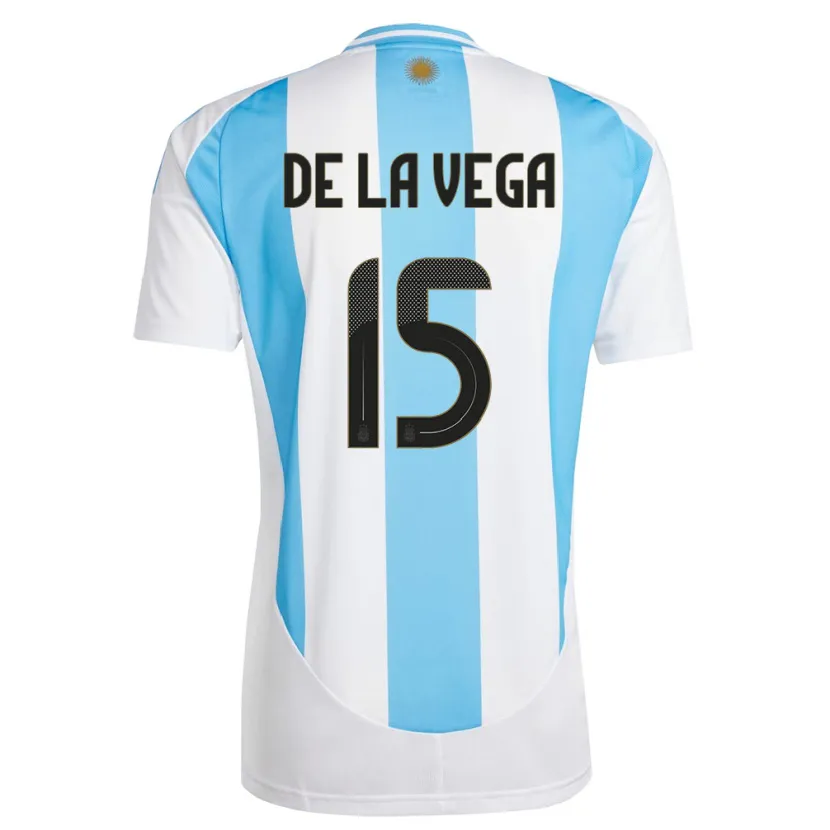 Danxen Kinder Argentinien Pedro De La Vega #15 Weiß Blau Heimtrikot Trikot 24-26 T-Shirt Schweiz