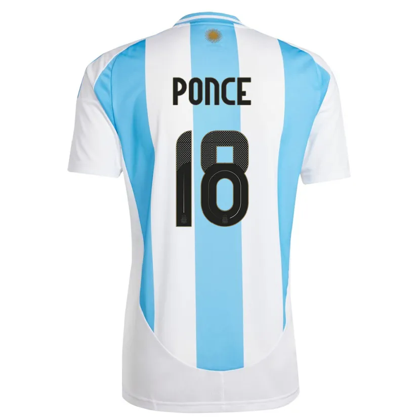 Danxen Kinder Argentinien Ezequiel Ponce #18 Weiß Blau Heimtrikot Trikot 24-26 T-Shirt Schweiz