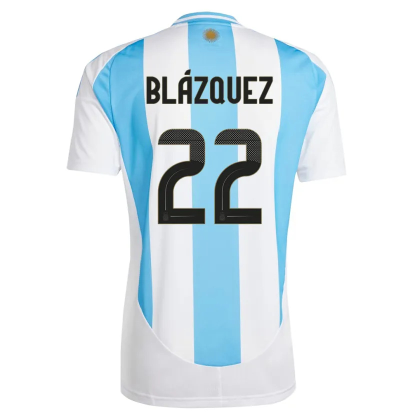 Danxen Kinder Argentinien Joaquin Blazquez #22 Weiß Blau Heimtrikot Trikot 24-26 T-Shirt Schweiz