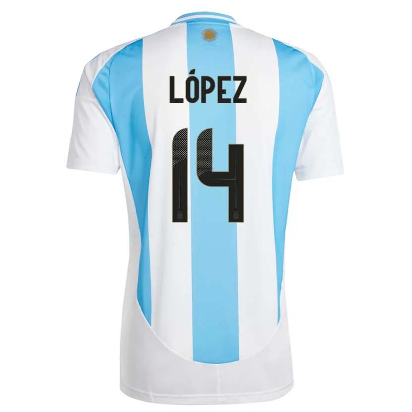 Danxen Kinder Argentinien Lautaro Lopez #14 Weiß Blau Heimtrikot Trikot 24-26 T-Shirt Schweiz