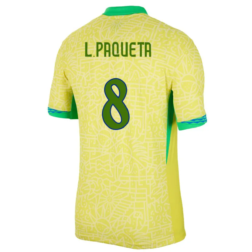 Danxen Kinder Brasilien Lucas Paqueta #8 Gelb Heimtrikot Trikot 24-26 T-Shirt Schweiz