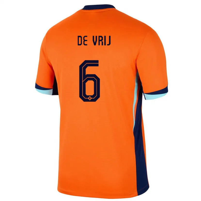 Danxen Kinder Niederlande Stefan De Vrij #6 Orange Heimtrikot Trikot 24-26 T-Shirt Schweiz