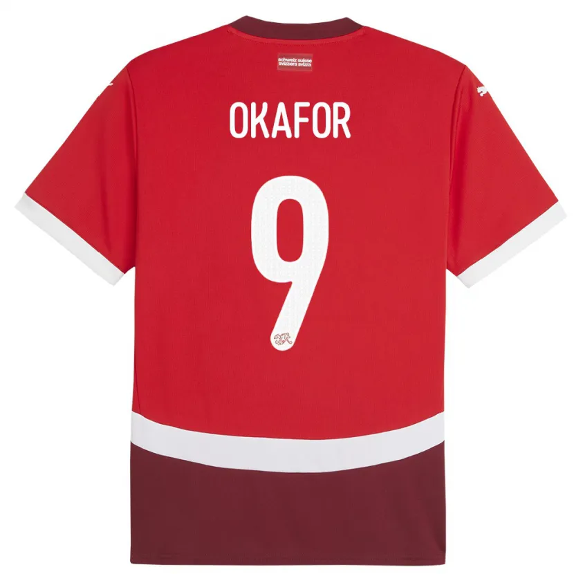 Danxen Kinder Schweiz Noah Okafor #9 Rot Heimtrikot Trikot 24-26 T-Shirt Schweiz