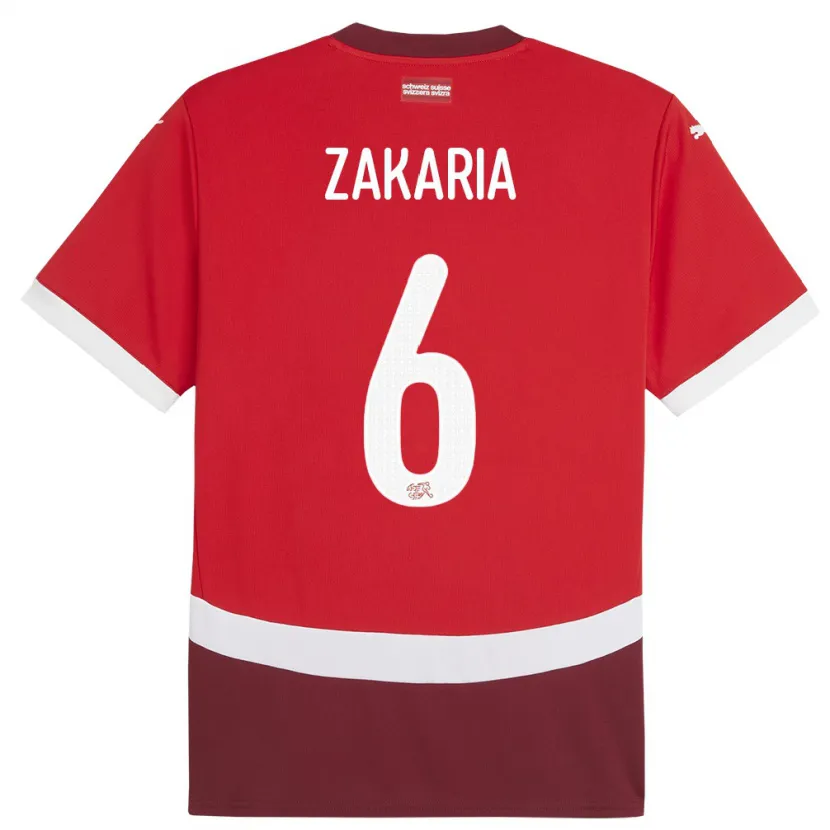 Danxen Kinder Schweiz Denis Zakaria #6 Rot Heimtrikot Trikot 24-26 T-Shirt Schweiz