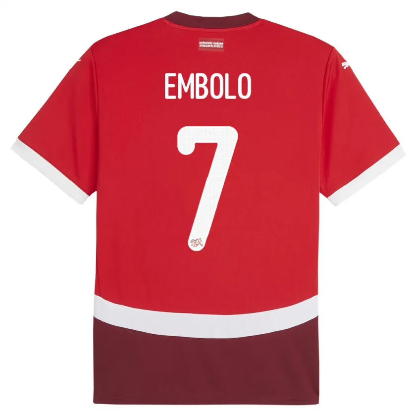Danxen Kinder Schweiz Breel Embolo #7 Rot Heimtrikot Trikot 24-26 T-Shirt Schweiz