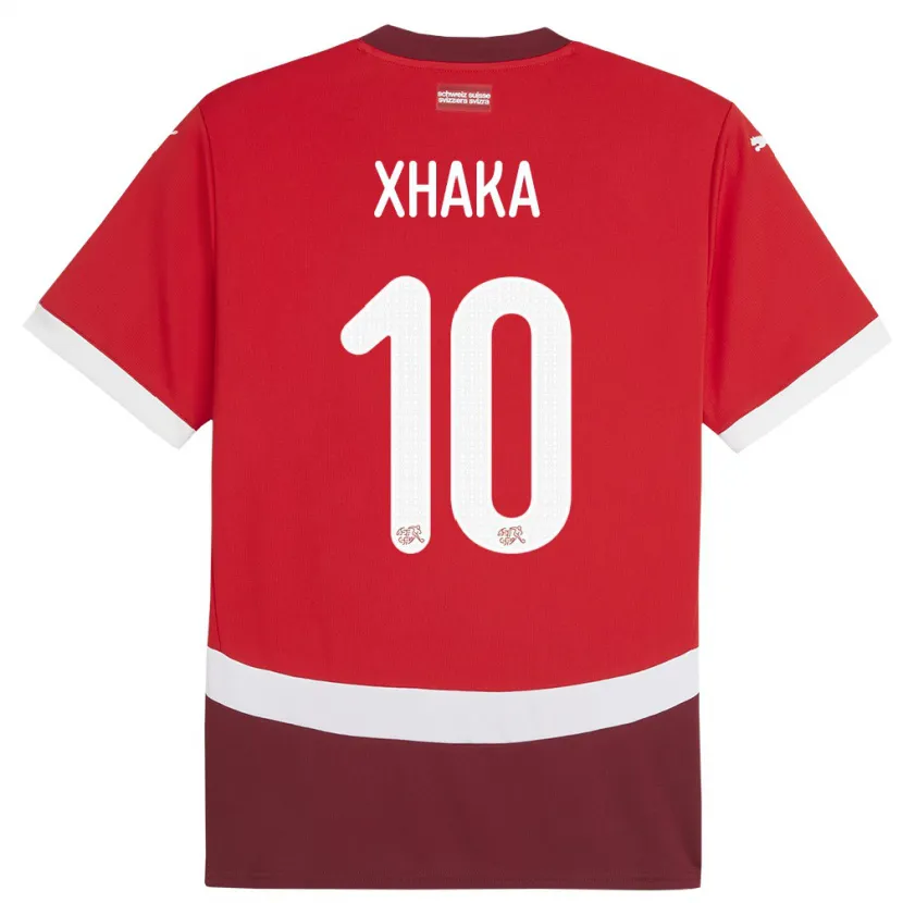 Danxen Kinder Schweiz Granit Xhaka #10 Rot Heimtrikot Trikot 24-26 T-Shirt Schweiz