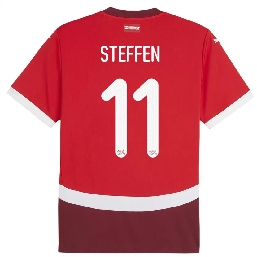 Danxen Kinder Schweiz Renato Steffen #11 Rot Heimtrikot Trikot 24-26 T-Shirt Schweiz