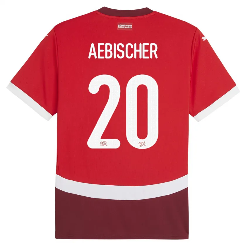 Danxen Kinder Schweiz Michel Aebischer #20 Rot Heimtrikot Trikot 24-26 T-Shirt Schweiz