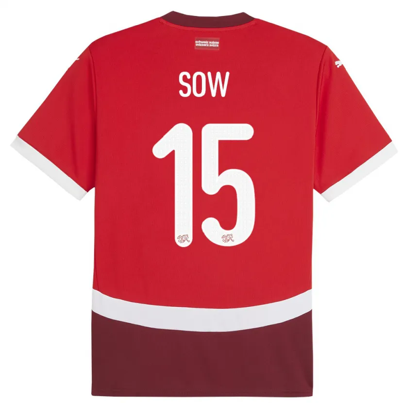 Danxen Kinder Schweiz Djibril Sow #15 Rot Heimtrikot Trikot 24-26 T-Shirt Schweiz