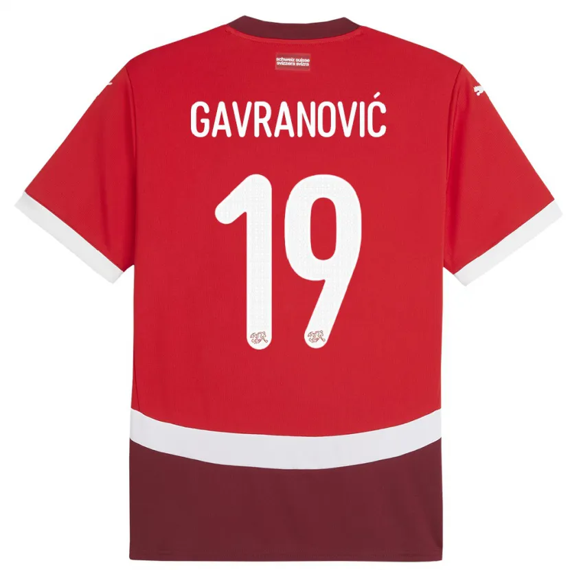 Danxen Kinder Schweiz Mario Gavranovic #19 Rot Heimtrikot Trikot 24-26 T-Shirt Schweiz