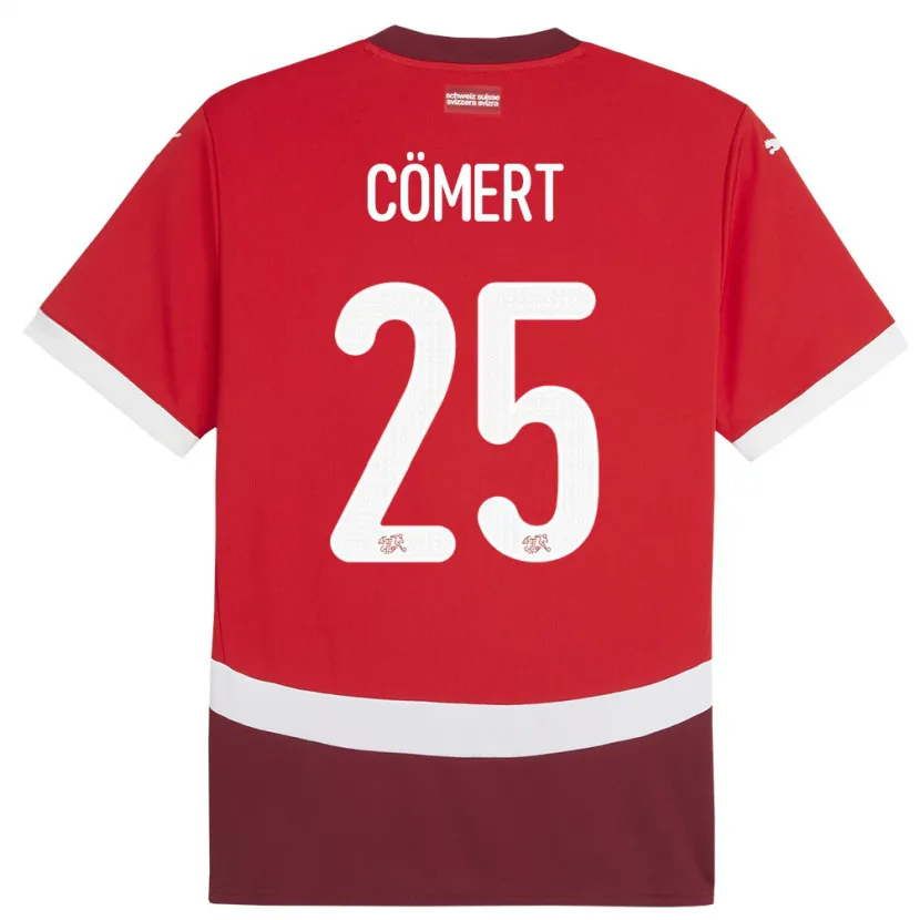 Danxen Kinder Schweiz Eray Comert #25 Rot Heimtrikot Trikot 24-26 T-Shirt Schweiz