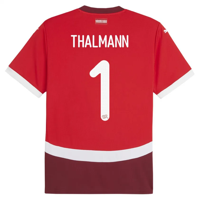 Danxen Kinder Schweiz Gaelle Thalmann #1 Rot Heimtrikot Trikot 24-26 T-Shirt Schweiz