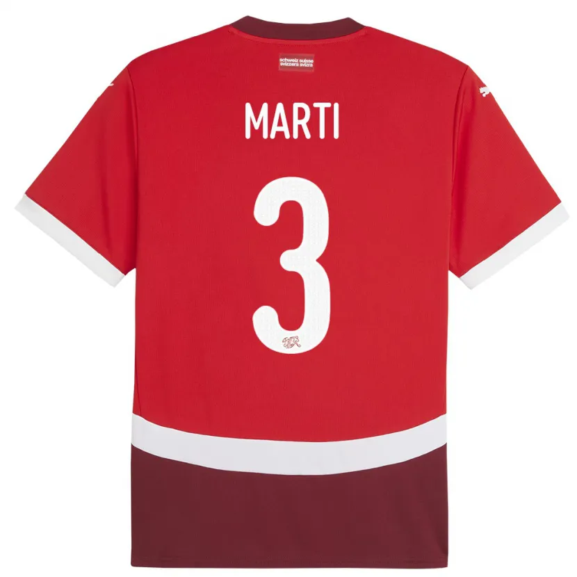 Danxen Kinder Schweiz Lara Marti #3 Rot Heimtrikot Trikot 24-26 T-Shirt Schweiz