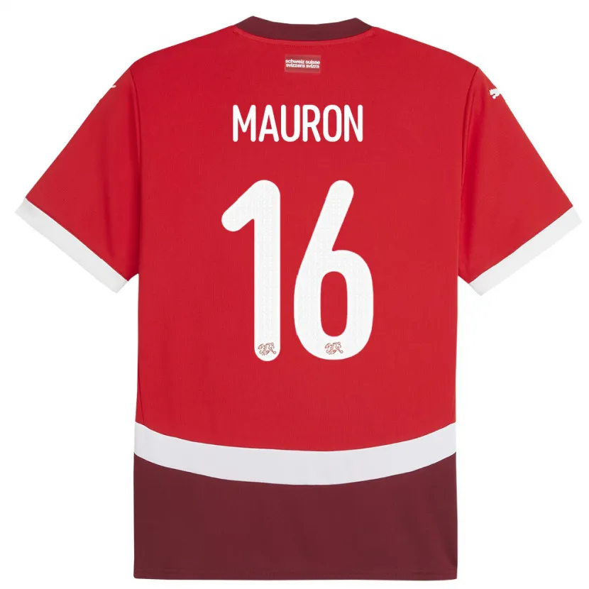 Danxen Kinder Schweiz Sandrine Mauron #16 Rot Heimtrikot Trikot 24-26 T-Shirt Schweiz