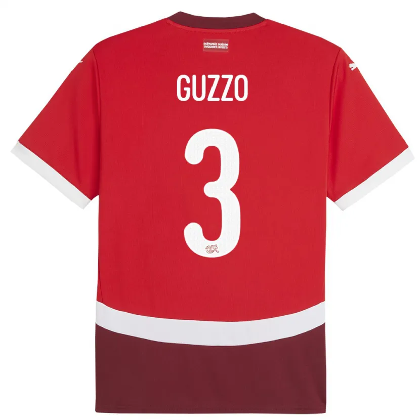 Danxen Kinder Schweiz Ramon Guzzo #3 Rot Heimtrikot Trikot 24-26 T-Shirt Schweiz