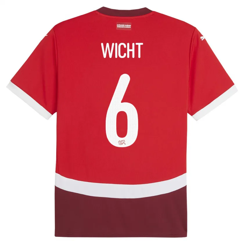 Danxen Kinder Schweiz Nathan Wicht #6 Rot Heimtrikot Trikot 24-26 T-Shirt Schweiz