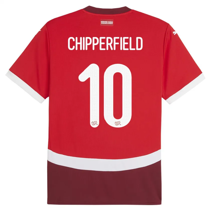 Danxen Kinder Schweiz Liam Chipperfield #10 Rot Heimtrikot Trikot 24-26 T-Shirt Schweiz