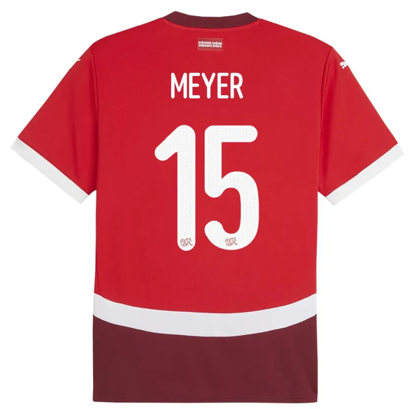Danxen Kinder Schweiz Leny Meyer #15 Rot Heimtrikot Trikot 24-26 T-Shirt Schweiz