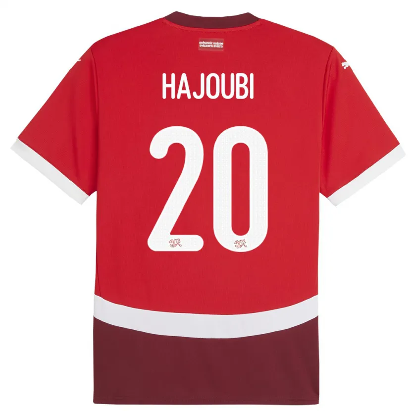 Danxen Kinder Schweiz Amin Hajoubi #20 Rot Heimtrikot Trikot 24-26 T-Shirt Schweiz